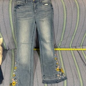 Ashley Mason Floral Embroidered Jeans, Size 11/12